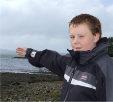 Stephen Doherty shows where the man got into difficulty at Fahan Creek.