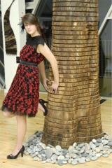 Pictured at the Donegal Design Week launch is model Rana Lynch leaning against a piece created by designer Michael Parkinson. Photo: Liam Sweeney