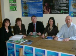 Pictured at the launch of the Sinn Fin campaign in Buncrana are Sheenagh McMahon, Inishowen Women's Outreach; Mary Doherty, Inishowen Women's Outreach; Sinn Fin councillors Gerry McMonagle, Marie Therese Gallagher and Daren Lalor.