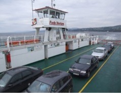 The Foyle Ferry leaving Greencastle.