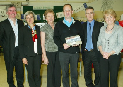 Scoil Mhuire principal, Liam Rainey, French teacher Veronique, Marie Porter, Adrian Martin, Carn Community School principal, Paul Fiorentini and Rosemary Doherty.