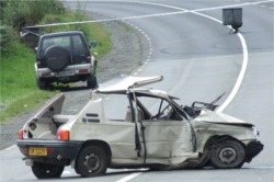 The scene of the crash between a car and 4x4 at Ardmore, Muff.