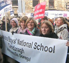 Some of the Carndonagh protestors in Donegal Town.