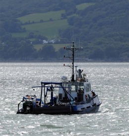 The vessel undertaking ongoing dredging work at Buncrana Pier, Lough Swilly.