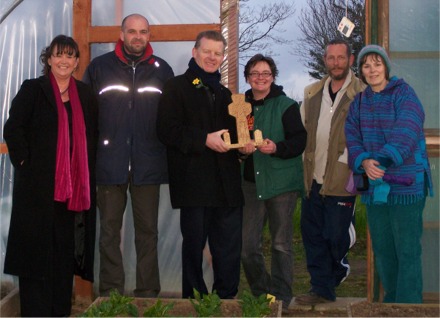 From left, Inishowen Green Party candidate Sheenagh McMahon, Antoine Maloeuvre of Willing Workers on Organic Farms, Minister Trevor Sargent, Mary and John Reilly and Bev Doherty.