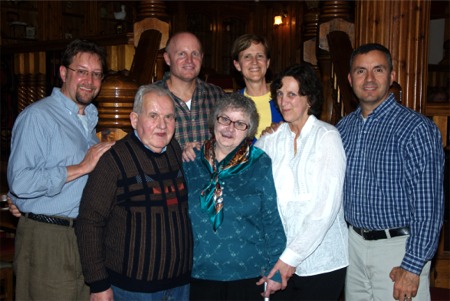 Pictured during their recent homecoming visit to Greencastle and Moville recently are, back row from left, Roger Jasaitis, Hal Marshall and his aunt Bobbea Fina and front row, from left, Paddy Barr, Eileen Barr, Nancy Lang and Ernest Gonzalez.