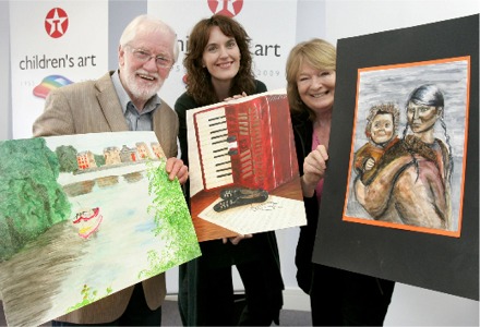 Texaco Art Competition adjudicators Eoin Butler, Annemarie Barnes and Dr Denise Ferran look at the entries of three young Inishowen artists.