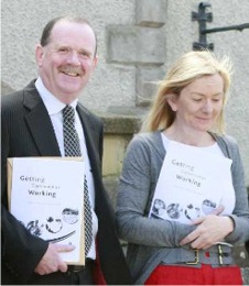 Inishowen Labour candidate Martin Farren pictured with his colleague, Letterkenny candidate Siobhan McLaughlin.