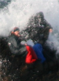 The two men who got stranded on a rocky outcrop at Port Cille, Inishowen Head.