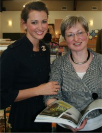 Gaye Grant, founding editor of 'Irish Quilt and Craft' magazine pictured with former Miss Ireland and budding quilter Natasha Ni Gairbheith at the launch of the magazine in Lisfannon, Buncrana, yesterday.