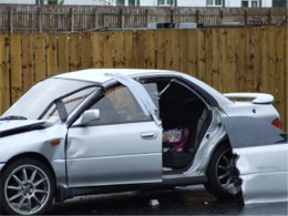 The car that the mum and four children were travelling to school in.