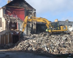 Diggers demolishing the Waterfront remains back in March 2009