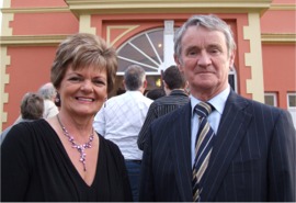 Mary Margaret and Willie Grant arrive at St Mary's Hall for the 'A Shine of Rainbows' preview.