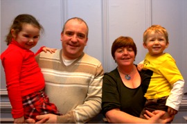 Jim Gillen from Balloch, Scotland, and his children Sophie and Declan who got caught in a snowdrift at The Glen near Kinnego Bay on Easter Sunday. Also pictured is Jim's wife Ann.