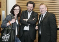 Angela McLaughlin, Eunan Kelly and Cllr. Dessie Larkin at the launch of the Earagail Arts Festival on Tuesday at the Radisson Hotel, Letterkenny. Pic: Clive Wasson