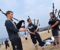 Members of Galashiels Salmon Inn Pipe Band at Culdaff.