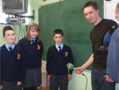 Stephen ODonnell, Niamh McMullan and Charlie Lavery, with RTE News2day frontman, Stephen Carroll.