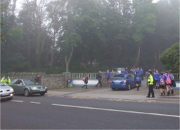 Gardai direct traffic at the gates of Scoil Mhuire, Buncrana.